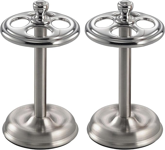 iDesign Toothbrush Holder for Bathroom - 4-Section Toothbrush Stand for Countertop, 2-Pack, Chrome/Brushed