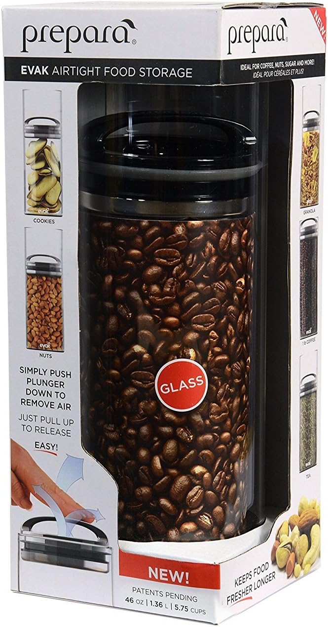 Prepara Evak Compact Glass Food Storage, Large, Black