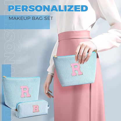 Personalized Anniversary Wife's Birthday Gifts,Mothers Day Gifts for Women,Wife Gifts from Husband,Cool Birthday Gifts for Wife,Makeup Bag Set Cosmetic Bag for Teen Girls - Blue,R
