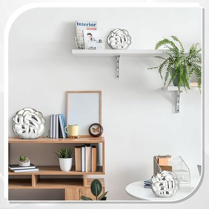 Wenqik 3 Pcs Knot Decor, Link Coffee Table Bookshelf Decor Accents, Ceramic Decorative Objects, Modern Home Minimalist Book Shelf Aesthetic Decoration, 3 Sizes(Silver)