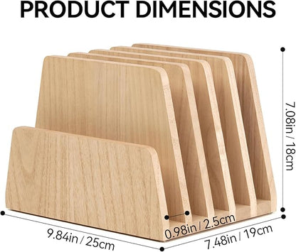 KIRIGEN Desktop File Document Holder Stand 5 Slots Mail Paper Organizer Desk Sorter Holder for File Document Organizer Stand for Home Office (5KWJJ-NA)