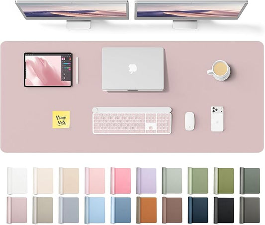 YSAGi Leather Desk Pad Protector, Office Desk Mat, Large Mouse Pad, Non-Slip PU Leather Desk Blotter, Laptop Desk Pad, Waterproof Desk Writing Pad for Office and Home (Grayish Lavender,55" x 17.2")
