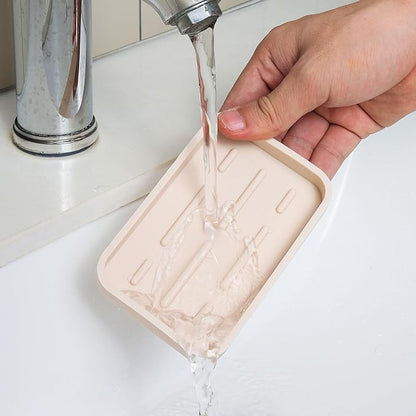 MicoYang Silicone Kitchen Sink Organizer Tray for Multiple Usage,Easy Clean Sponges Holder for Kitchen Bathroom Counter or Sink,Dish Soap Dispenser,Scrubber,Bottle,Cup Tapioca 4.9”x 3.2”
