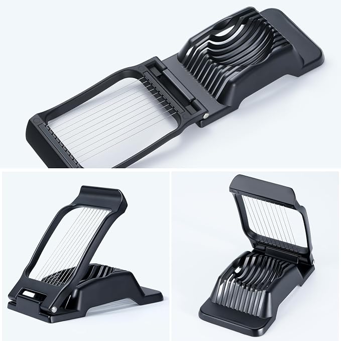Sopito Heavy Duty Stainless Steel Wire Egg Slicer for Hard Boiled Eggs & Strawberry Other Soft Food, Black