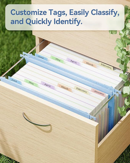 ANSOOK Wheat Straw Legal Size Hanging File Folders,Expandable 1.2" Accordion Pockets File Organizer,3 Pack Filing Cabinet Folders,Large Capacity File Folder with Tabs,Blue Hanging File for Frame Box