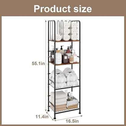 Towel Rack Free Standing 4-Tier M-Shaped Detachable Dividers, Durable Metal Towel Holder, Pool Items Holder, Space-Saving Storage Organizer, Modern Bath Towel Shelf for Bathroom Patent Pending