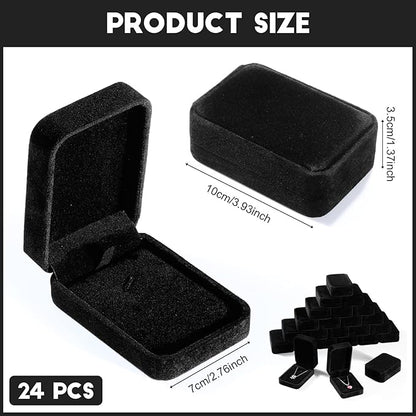 Inbagi 24 Pcs Necklace Pendant Box Velvet Jewelry Storage Display Case Ring Earring Pendant Jewelry Boxes Pearl Necklace Holder Gift Boxes for Christmas Wedding Engagement Birthday Anniversary(Black)