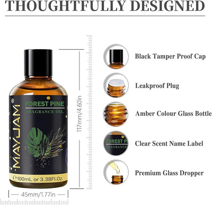Forest Pine Fragrance Oil Essential Oil, MAYJAM 3.38FL.OZ Forest Pine Oil for Diffusers for Home, Long Lasting Scented Oils for Soap Candle Making - 100ML