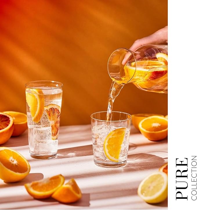 Krosno Drink Water Juice Drinking Glasses, Set of 6, 8.5 oz, Pure Collection, Ideal for Everyday Use, Drinking Glasses, Dishwasher Safe, Made in Europe