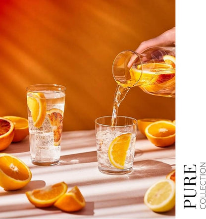 Krosno Drink Water Juice Drinking Glasses, Set of 6, 8.5 oz, Pure Collection, Ideal for Everyday Use, Drinking Glasses, Dishwasher Safe, Made in Europe