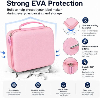 Case Compatible with DYMO Label Maker LabelManager 160/280 Portable Label Maker, Label Printer Storage Organizer for AC Adapter, Tape Cartirdges and More Accessories(Box Only) (Pink)