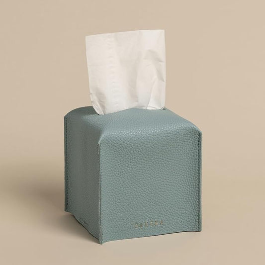 OLETHA Square Tissue Box Cover - Aesthetic Desk Decor for Room, Home & Office - Tissues Cube Boxes Holder - Sky Blue, Set of 2