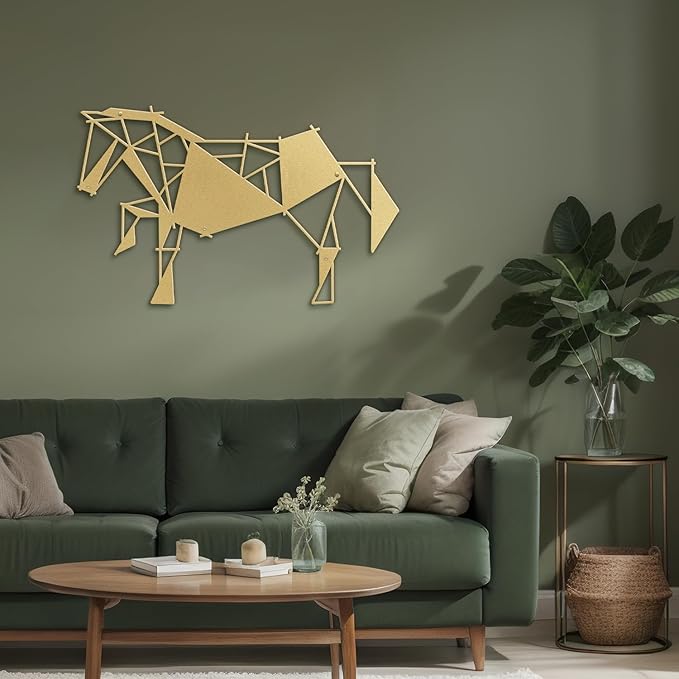SIGNLEADER Metal Wall Art Decor Galloping Horse Modern Abstract Wall Sculpture Hangings Home Decoration for Living Room, Bedroom, Bathroom, Kitchen, Outdoor - 30" Gold