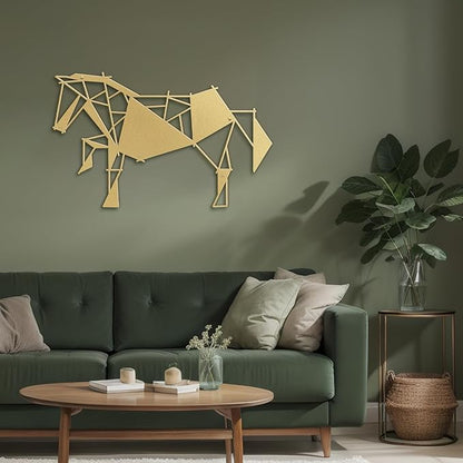 SIGNLEADER Metal Wall Art Decor Galloping Horse Modern Abstract Wall Sculpture Hangings Home Decoration for Living Room, Bedroom, Bathroom, Kitchen, Outdoor - 30" Gold