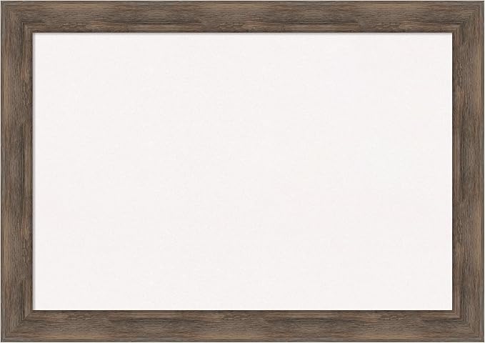 Amanti Art White Cork Board for Wall, 29x41 Vision Board with Brown Wood Frame, Large Corkboard Office Decor for Home Organization, Rustic Farmhouse Corkboard Pinboard to display items for home