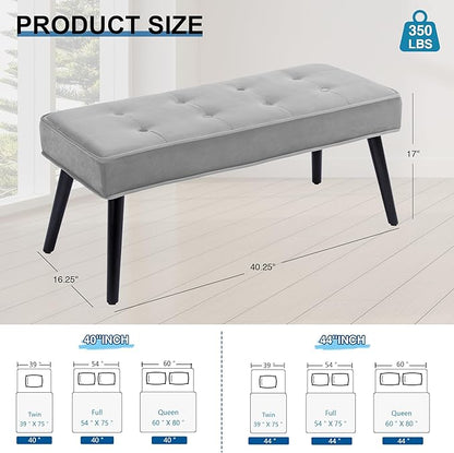40'' Upholstered Bench, Entryway Ottoman with Wooden Legs for Living Room, End of Bed Bench