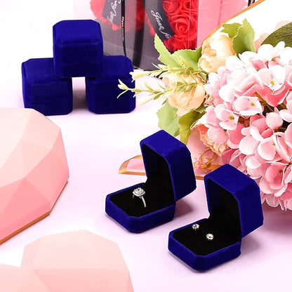 Laumoi 36 Pcs Velvet Ring Box for Wedding Ceremony Engagement Jewelry Boxes Packaging Display Ring Case Earring Storage Holder for Proposal Anniversary Birthday Gift(Blue)