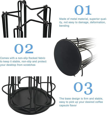 Nespresso Vertuo Pods Holder 360° Spinning Coffee Pod Holder for 35 Vertuo Pods, No Assembly Required, Space-Saving Coffee Station Accessories & Nespresso Storage for Countertop, Sleek Black