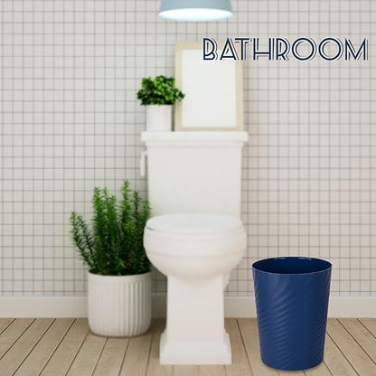 UUJOLY Plastic Small Trash Can Wastebasket, Garbage Container Basket for Bathrooms, Laundry Room, Kitchens, Offices, Kids Rooms, Dorms, (Navy Blue, 1.8 Gallon/2 Pack)