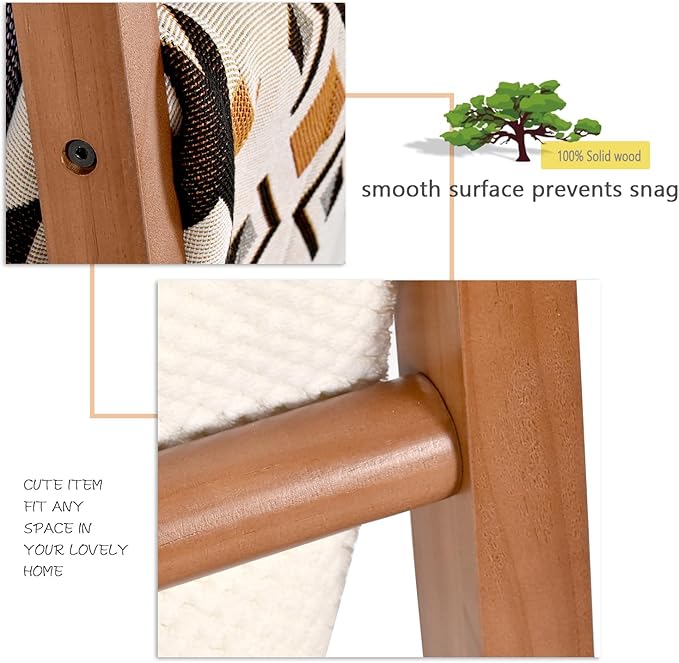 SwallowLiving 6ft Blanket Ladder, Solid Wood Towel Ladder, Rustic Decorative Ladder for Blankets, Farmhouse Wooden Quilt Rack for Living Room & Bathroom