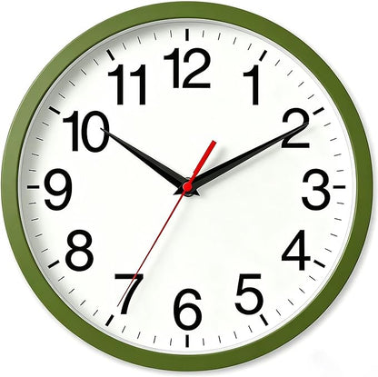 Rohioue Wall Clock Modern 8 Inch Battery Operated Silent Non Ticking Small Analog Clock Decorative for Bedroom Kitchen Bathroom Office Home (Olive Green)