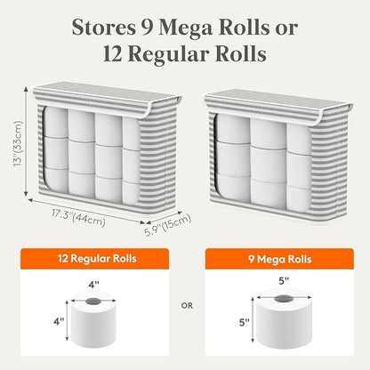 Lifewit 22L Toilet Paper Storage Holder for 9 to 12 Rolls, Foldable Fabric Toilet Paper Basket with Lid, Freestanding Bathroom Tissue Storage and Organization for TP, Towels and Toiletries, Gray