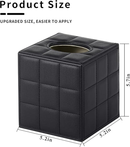 RHCSZ Modern Tissue Box Holder Square,Napkin Holder Pumping Paper Case Dispenser,Upgrade Large Size Facial Tissue Box Cover with Magnetic Bottom for Home Bathroom NightStand Office Desk (Black)