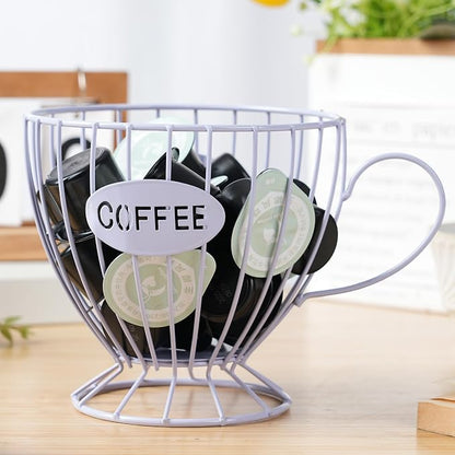 H&W 2PCS Coffee Pod Holder & Capsule Basket, Metal Coffee Bar Organizer for Kitchen Dinning Room Office Home Cafe Hotel (Purple)