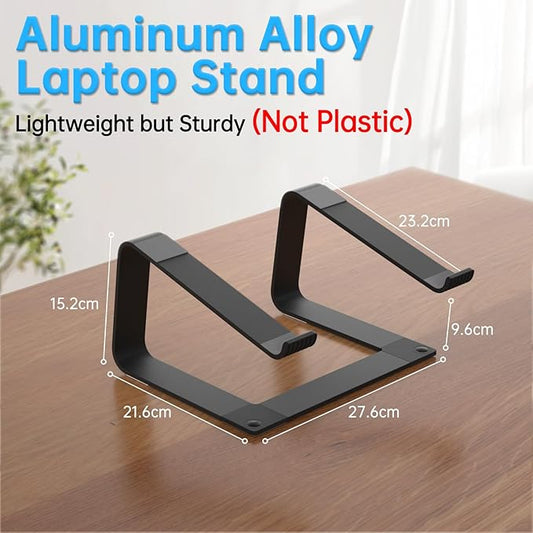 Laptop Stand for Desk Portable Computer Riser Metal Notebook Holder Printer Stand Office Desk Accessories Compatible with MacBook Air, Pro, Dell, HP, Lenovo and All 10-16" Laptops, Black
