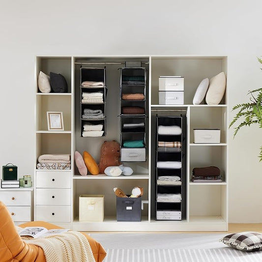 YOUDENOVA Hanging Closet Organizer, 5-Shelf Closet Hanging Storage Shelves, Grey