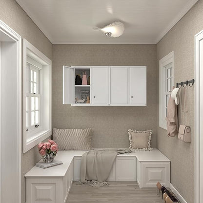 Garage Wall Cabinets,Metal Wall Cabinet for Garage with 2 Doors,Locking Wall Mount Storage Cabinet with Adjustable Shelf for Laundry,Kitchen,Basement