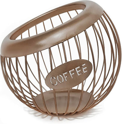 AIYICIII K-Cup Holder, Large Capacity K-Cup Organizer for Counter, Coffee Bar Accessories, Metal Coffee Pods Storage (Brown)