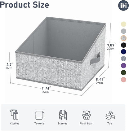 DIMJ Closet Storage Bins 10 Pack - Fabric Trapezoid Closet Organizer Bin, Foldable Storage Baskets for Shelves, Closet Shelf Organizer, Clothing Storage Box for Toys, Books, Towel, Clothes, Gray