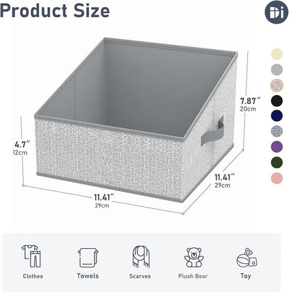 DIMJ Trapezoid Storage Bins, Closet Storage Bins with Handle, Foldable Closet Organizers and Storage Baskets for Toys, Books, Clothes, 8 Packs