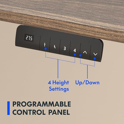 FLEXISPOT E3 Dual Motor Electric Standing Desk 48 x 30 Sit Stand Up Desk, Holds 220 lbs, Adjustable Height w/Memory Presets, One-Piece Brown Wood Grain Desktop & White Frame, Ships in 2 Boxes