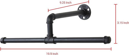 MyGift Matte Black Metal Hanging Clothes Rod, 20 Inch Industrial Pipe Garment Bar for Closet