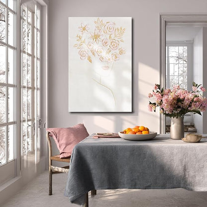ZENPEE Pink Abstract and White Modern Wall Art – Neutral Tones Canvas Painting for Living Room, Bedroom, Office – Textured Artwork – 32x48 Inch