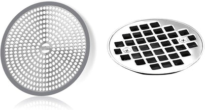 LEKEYE Shower Hair Catcher Drain Protector Strainer-Steel & Silicone 2 Pack