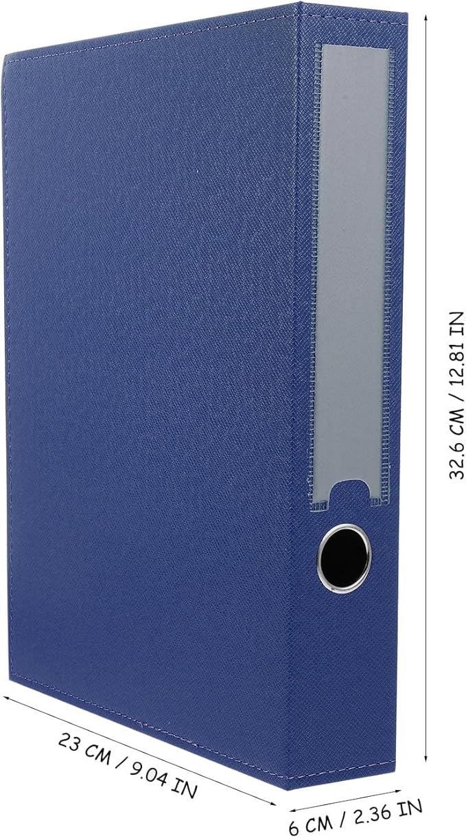 CONGARTENO Wear-resistant PU Leather File Organizer Box for Desktop Document Storage Practical Household File Case Holder for Office and Home Blue Folder Storage for Letters and Papers