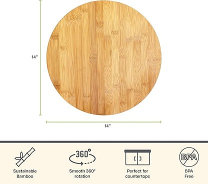 TB Home 14 Inch Bamboo Lazy Susan Turntable Organizer for Kitchen & Table Top