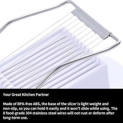 2 Pack Luncheon Meat Slicer, Egg Slicers,Strawberry Slicer,Stainless Steel Wire, Cuts 10 Slices for Eggs, Hams, Avocados, Bananas, Onions, Soft Food and Fruits (White)