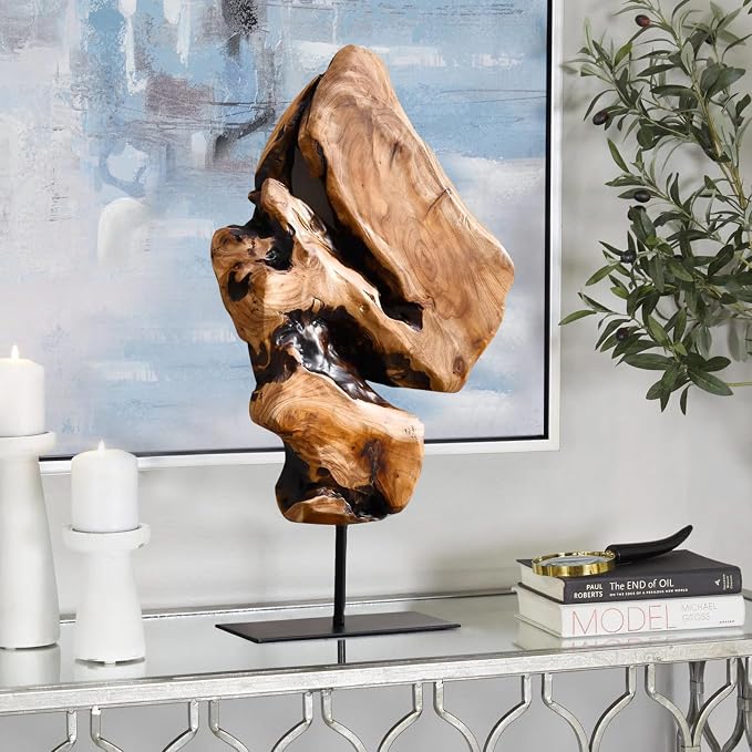 WELLAND Irregular Cedar Wood Sculpture 8.75" W x 1.75" D x 17.75" H Natural Edge Tabletop Statues, Handmade Ornaments, Décor for Living Room, Home Office, Bedroom,