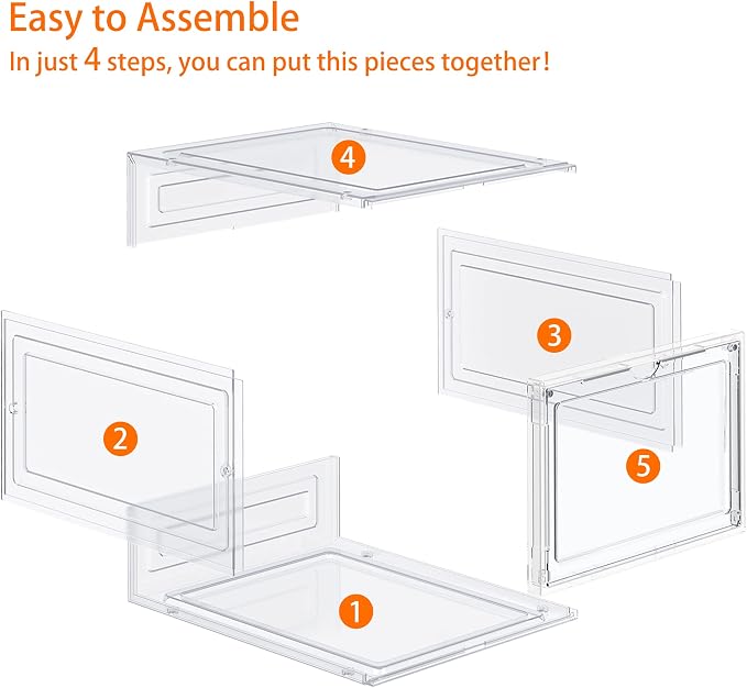 HOMIDEC Shoe Storage, 8 Pack Shoe Organizer Clear Hard Plastic Shoe Box, Shoe Boxes Clear Plastic Stackable, Shoe Boxes with Lids for Size 13