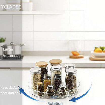 2 Pack Lazy Susan 9.25" Inch Turntable Organizer Pantry Organization and Storage Container Bins Spice Rack Cabinet Rotating Condiment for Pantry Kitchen Vanity Bathroom Jewelry Holder Clear