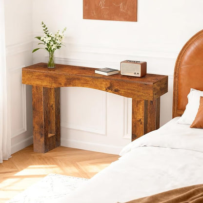 63 Inch Long Entryway Table Hollow, Wooden Console Table with Socket Farmhouse Sofa Table for Entrance, Hallway, Living Room,Behind Couch(Rustic Brown)