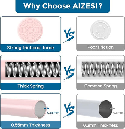 AIZESI Spring Tension Rods Adjustable Tension Curtain Rod Small Tension Rod No Drilling Expandable Spring Loaded Curtain Tension Rod（Pink,26" to 39"-3Pcs)