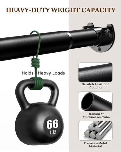 Heavy Duty Closet Rod, 17-69 IN Closet Rods for Hanging Clothes, Black