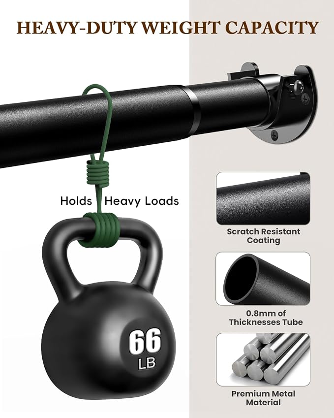 Heavy Duty Closet Rod, 17-84 IN Closet Rods for Hanging Clothes, Black