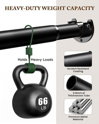 Heavy Duty Closet Rod, 17-54 IN Closet Rods for Hanging Clothes, Black