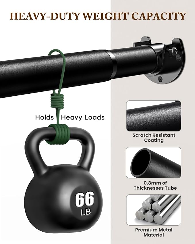 Heavy Duty Closet Rod, 17-28 IN Closet Rods for Hanging Clothes, Black